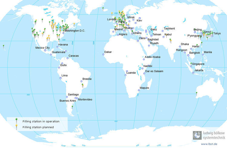 Aktuell sind weltweit insgesamt 214 Wasserstofftankstellen in Betrieb, 121 davon sind öffentlich nutzbar. (Bild: Tüv Süd)