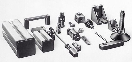 Etwa zehn Jahre nach der Gründung entwickelte RK Rose+Krieger das patentierte Blocan-Profil-Montagesystem als Baukasten für den Maschinenbau.(Bild:  RK Rose+Krieger GmbH)