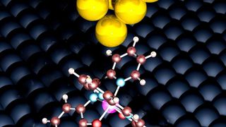 Mini-Schalter: Das synthetische Spin-Crossover-Molekül kann insgesamt drei Zustände speichern. (Dr. Manuel Gruber)