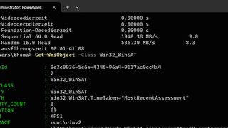 „Winsat“ kann in der Befehlszeile Informationen lesen und anzeigen.  (Bild: Thomas Joos)