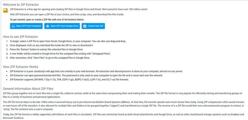 Nach der Installation in Google Drive steht ZIP Extractor in den Apps bei Google Drive zur Verfügung. (Bild: Joos – ZIP Extractor)