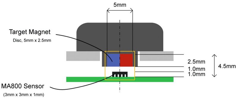 Bild 2: Querschnitt eines Drehreglers mit einer magnetischen Erfassung.