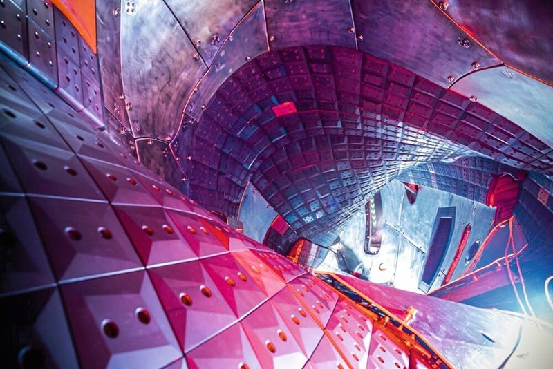 Nuclear fusion in the stellarator: A look inside the vacuum vessel of Wendelstein 7-X in Greifswald. (Image:MPI for Plasma Physics, Jan Hosan.)