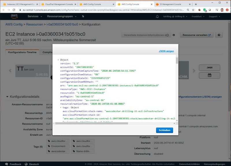 Ein Klick auf den Link „Konfigurationselement (JSON) anzeigen“ liefert eine entsprechende Datei zurück.