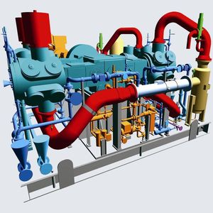 VRML visualization of an air compressor for a refinery in Morocco. 