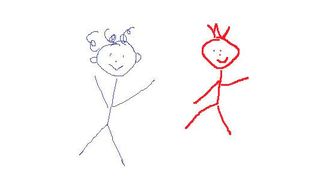 Zwei Strichmännchen tanzen. (Bild: Heidi Schuster)