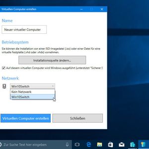 Auch, wenn seit dem Creators Update für Windows 10 nun eine „Schnellerstellung“ für virtuelle Maschinen zur Verfügung steht, muss der Nutzer auch hier einen existierenden virtuellen Switch angeben, damit „seine Virtualisierung“ funktioniert.