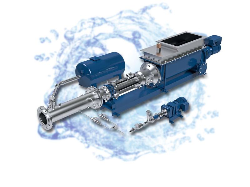 Pumpe plus Druckstoß gleich effiziente Förderung? Beim SAI-Konzpet von Seepex scheint  diese Rechnung aufzugehen. (Bild: Seepex, © k_yu - stock.adobe.com)