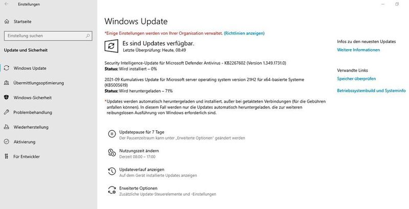 Windows-Update lädt Updates für Windows Server 2022 herunter. (Microsoft / Joos)