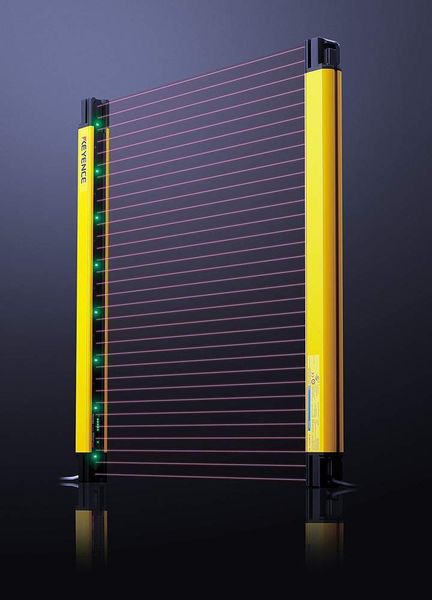 Dieser Sicherheitsvorhang mit sichtbarer Zustandsanzeige nutzt farbige LED als Funktionsstatusanzeige. Bild: Keyence (Archiv: Vogel Business Media)