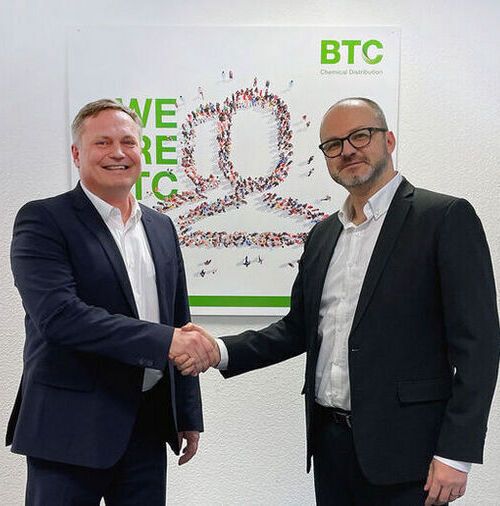 Milan Krumbe, General Manager of Sudarshan Europe (left) and Jose Corral Montilla, Managing Director of BTC Europe.
