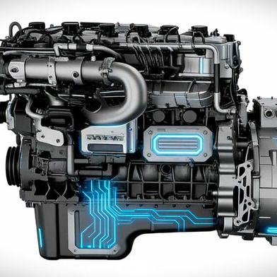 Yuchai intends to use its flywheel system - on the right-hand side of the engine - primarily in commercial vehicles. (Image:Yuchai)