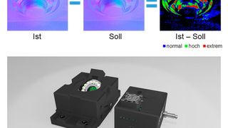 The camera-based Inform-QC system compares component surfaces against a reference condition, reveals deviations and can be integrated directly into existing production lines. (Source: Fraunhofer IGD)