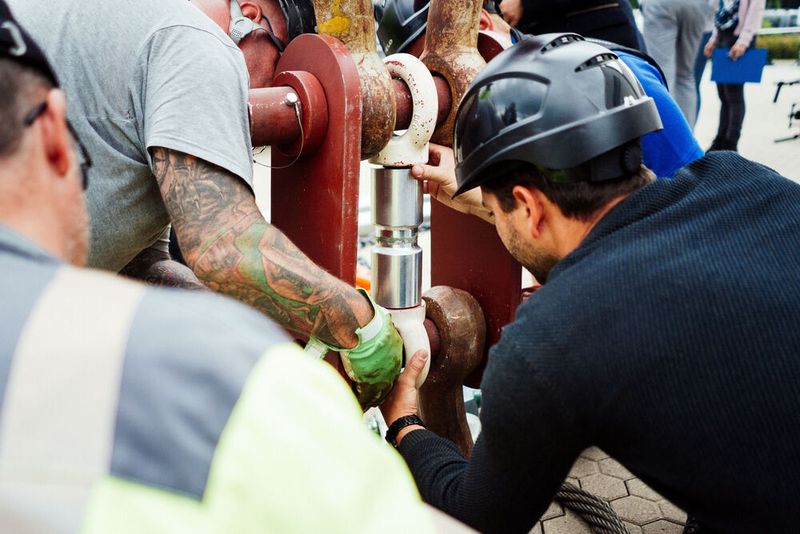 Das entscheidende Teil: Das gesamte Gewicht des LKW hin an diesem verklebten Aluminium-Zylinder mit einem Radius von 3,5 cm. Das entspricht dem Durchmesser einer Getränke-Dose.  (Delo)