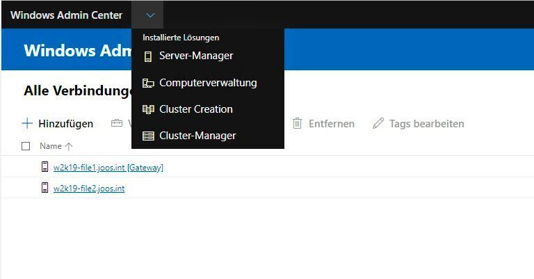 Im Windows Admin Center-Menü steht die Oberfläche zum Erstellen von neuen Clustern zur Verfügung. (Joos / Microsoft)