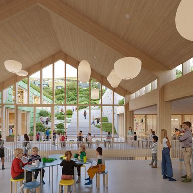 Das dänische Architekturbüro Henning Larsen hat den Wettbewerb zur Neugestaltung und Erweiterung der Glyvra-Schule gewonnen.  (Bild: Plomp)