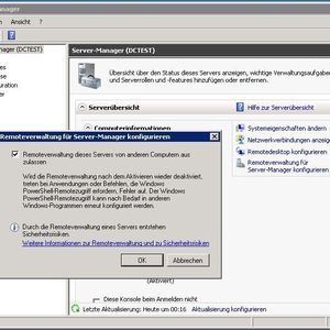 Abbildung 1: Auf dem Windows Server 2008 R2 muss die Remoteverwaltung erst frei geschaltet werden. Diese Freischaltung ist von der Remotekonsole unabhängig.