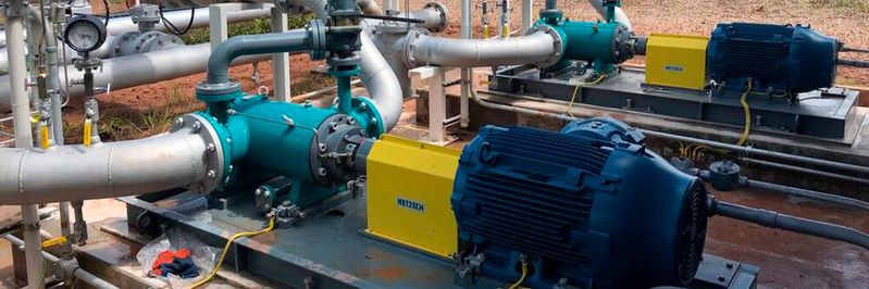 Bei der Rohölförderung in Argentinien setzt man auf diese Schraubenspindelpumpe (Typ Notos). (Bild:  Netzsch)