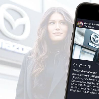 Das Autohaus Franz Pohl in Hamburg hat eine Marketingkampagne mit der Content Creatorin Alicia Alvarez gestartet. Sie hat die Kampagne eindeutig als Werbung gekennzeichnet.  (Bild: Instagram; MR Vector - stock.adobe.com)