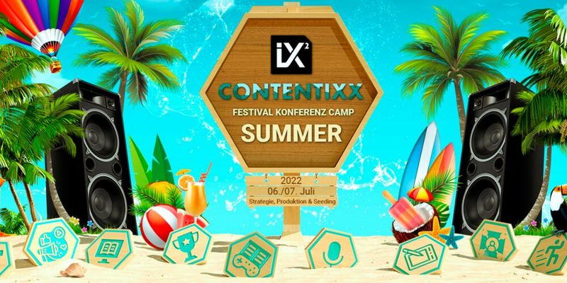 CONTENT MARKETING KONFERENZ FESTIVAL SOMMER CAMP CONTENTIXX Auf dem CONTENT MARKETING KONFERENZ FESTIVAL SOMMER CAMP CONTENTIXX dreht sich seit Jahren alles um den Bereich Content Marketing, einem wichtigen Baustein im Online Marketing. Hier trifft sich die professionelle Content Marketing Szene und diskutiert im Networking oder in Vorträgen und Workshops über die aktuellen Entwicklungen im Bereich der aufmerksamkeitsstarken Inhalte und deren Vermarktung. Wann: 06.07. – 05.07.2022, Präsenzveranstaltung in Berlin/Brandenburg Mehr unter: https://www.campixx.de/contentixx/  (Bild: CONTENT MARKETING KONFERENZ FESTIVAL SOMMER CAMP CONTENTIXX)