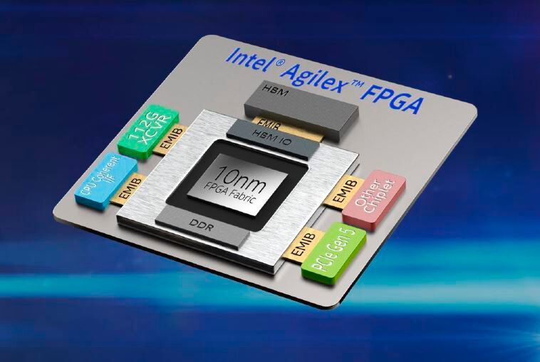 Agilex wird ein 10-nm-FPGA, der aus verschiedenen Chiplets zusammengesetzt ist. Er kommt aber kaum vor 2021. (Intel)