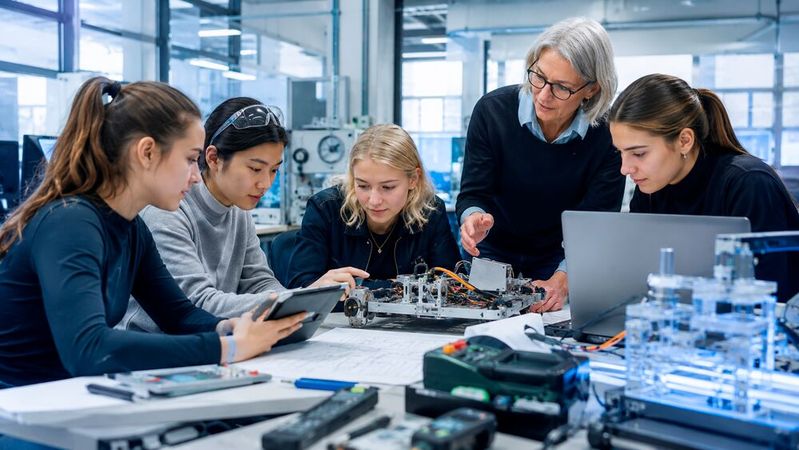 Für die langfristige Fachkräftesicherung sei es wichtig, auch Frauen für IT- und Ingenieursberufe zu gewinnen, so der VDI.(Bild:  Dall-E / KI-generiert)