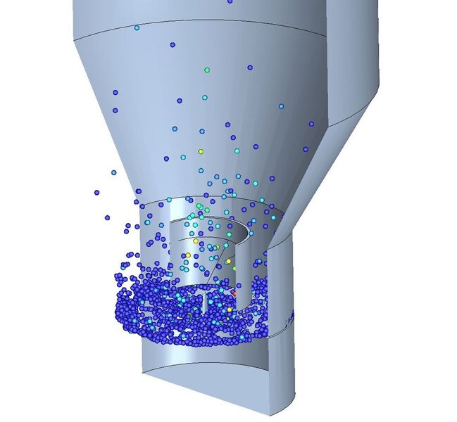 Abbildung 2: Simulation mit STAR-CCM+ des Beschichtungsverfahrens in einer Wirbelschicht. (Bild: cd-adapco)
