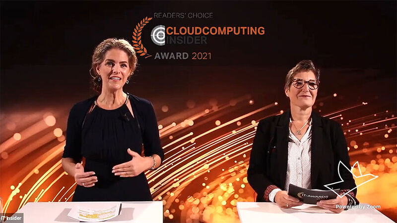 Margit Lieverz und Elke Witmer-Goßner, Chefredakteurin von CloudComputing-Insider, moderierten auch in diesem Jahr die Verleihung der CloudComputing-Insider Readers’ Choice Awards. (Vogel IT-Medien)