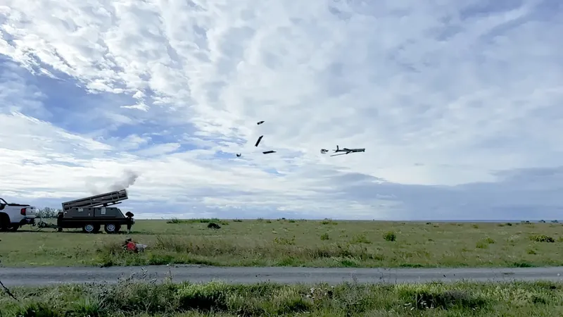 Diehl Defence and Elbit Systems demonstrate the capabilities of the SkyStriker loitering munition during a live demonstration.(Source:  Diehl Defence)