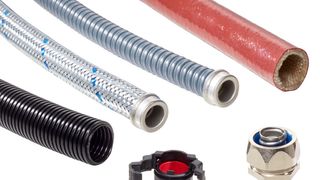 Zu der Wellrohrverschraubung Bracefitting bietet Wiska auch die zugehörigen Wellrohre aus Kunststoff und das metallische Programm aus Schutzschlauchverschraubungen und -schläuchen an sowie Geflechts- und Gewebeschläuche. (Wiska Hoppmann)