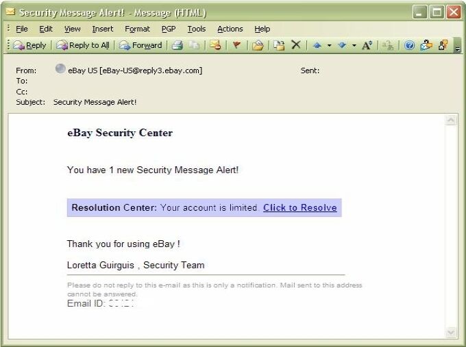 Die Phishing-Mail stammt scheinbar vom eBay Security Center. (Archiv: Vogel Business Media)