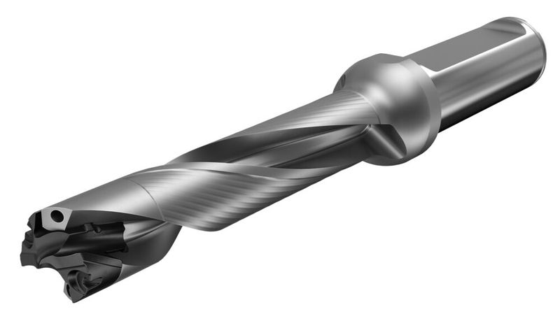 Die patentierte Pre-Tension-Schnittstelle mit vorgespannter Klemmung ist ein entscheidendes Merkmal am Bohrer Corodrill DE10, wie Sandvik Coromant anmerkt ... (Bild: Sandvik Coromant)