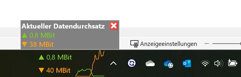 SoftPerfect Networx zeigt die Bandbreite und Geschwindigkeit auf Wunsch in der Taskleiste an, auch in Windows 11 und Windows Server 2019/2022. (Bild: Joos - SoftPerfect)