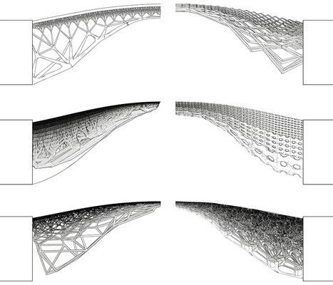 Verschiedene Entwürfe für die Metallkonstruktion in Amsterdam. (MX3D)