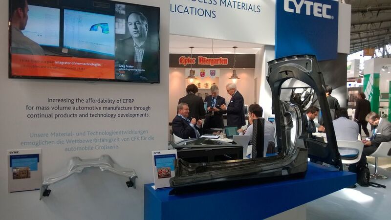 Cytec zeigte CFK-Material- und Technologieentwicklungen für die automobile Großserie. (Bild: D.Quitter/konstruktionspraxis)