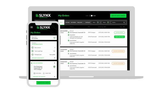 Blick auf die Benutzeroberfläche der Onlineplattform Slynx, die jetzt von Craiss aktiv geschaltet wurde. Mit ihr können Sonder- und Expressfahrten absolut sicher online gemanaged werden, wie es heißt. Das schaffe in diesem Logistikbereich einen echten Mehrwert. Lesen Sie!(Bild:  Craiss)