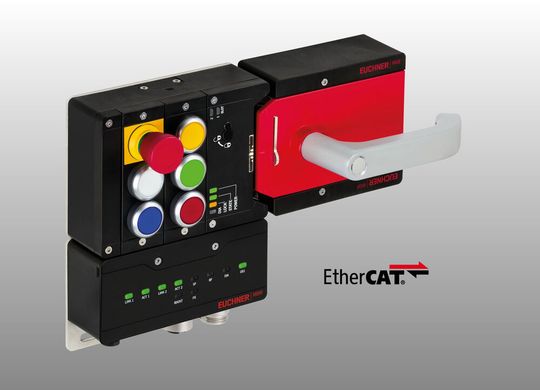 Euchner will Unternehmen die Digitalisierung der Fertigungs- und Prozesslandschaft erleichtern. Drei Sicherheitssysteme bringt Euchner deshalb mit zur Hannover Messe 2023. Hier das neue Busmodul MBM des Türschließsystems MGB2 Modular für Ethercat P/Fsoe und Ethercat/Fsoe. Euchner will Unternehmen die Digitalisierung der Fertigungs- und Prozesslandschaft erleichtern. Drei Sicherheitssysteme bringt Euchner deshalb mit zur Hannover Messe 2023. Hier das neue Busmodul MBM des Türschließsystems MGB2 Modular für Ethercat P/Fsoe und Ethercat/Fsoe.
