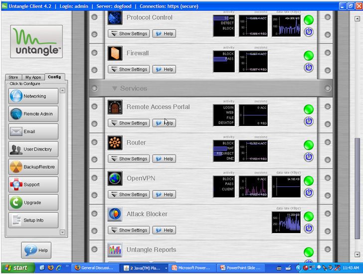Abbildung 4: Die UTM-Lösung von Untangle bringt als Open-Source-Paket bereits zwölf verschiedene Security-Applikationen mit. Zu kaufen gibt es Zusatzmodule wie das Remote Access Portal. (Archiv: Vogel Business Media)