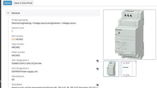 Wird der Eplan-Data-Portal-Artikel geöffnet, lässt er sich mit wenigen Klicks in E-Stock importieren.  (Bild: Eplan Software & Service)