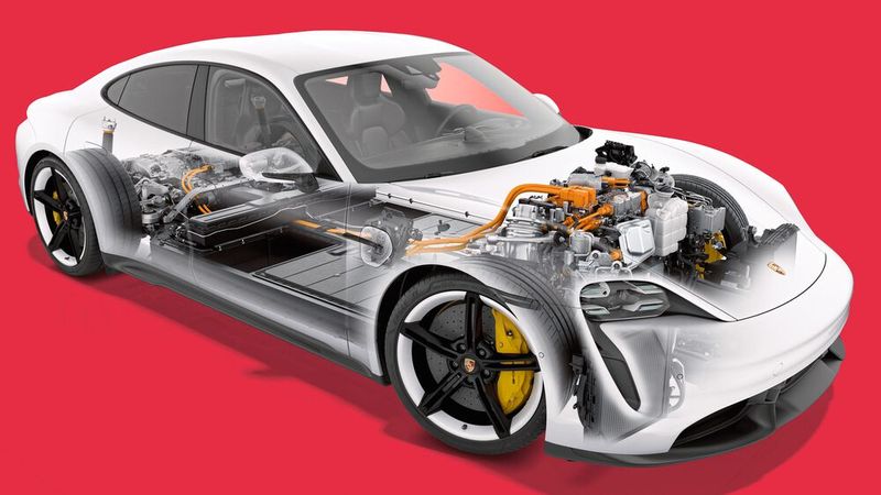 Das Konzept des elektrischen Porsche Taycan erlaubt schnelle Ladezeiten, was auf Langstrecken die Fahrzeit verkürzen soll.