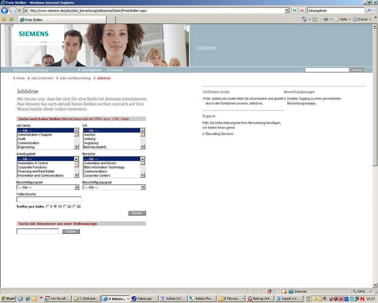 Recruiting-Portalseite des Siemens-Konzerns. Bild: Siemens (Archiv: Vogel Business Media)