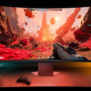 Beim 39-Zoll-Modell 39GX950B verwendet LG ein mit 1500R-gekrümmtes Tandem-OLED-Panel mit 165 Hz Bildwiederholfrequenz bei nativer Auflösung. Alternativ gibt es einen Wide-Full-HD-Modus mit 330 Hz. (Bild:  LG Electronics)