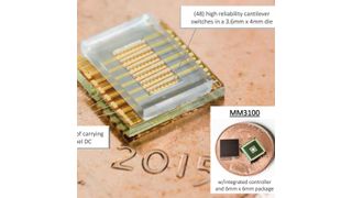 MEMS-Relais: Mit einem neuen Fertigungsprozess und speziellen Legierungen lässt sich ein leichtes miniaturisiertes Leistungsrelais herstellen, das die Vorteile von elektromechanischen und Halbleiterrelais kombiniert.  (Menlo Micro)