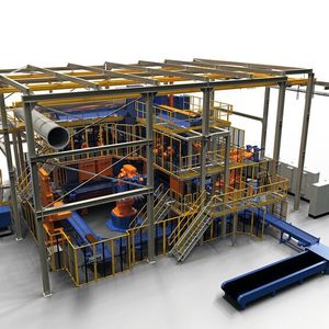 The engine block blast system RMBS with robotic work piece handling and specially designed gripper allows the processing of several small work pieces or one single, large engine block within one blast cycle. (Source:  Rösler Oberflächentechnik)