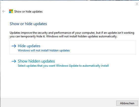 Das „Show or hide updates“-Tool von Microsoft blendet unerwünschte sowie fehlerhafte Updates aus und verhindert deren Installation. (Bild: Thomas Joos)