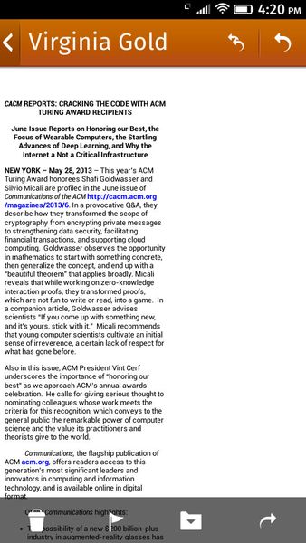 Manche E-Mails konnten wir nicht zoomen. Entsprechend schwer leserlich wurde der Text auf dem 4,3 Zoll messenden Display angezeigt. (Bild: Geeksphone/Srocke)