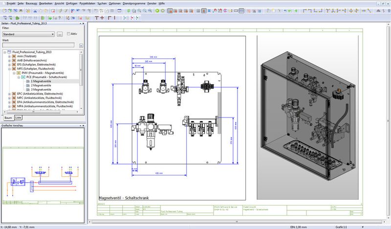 Effiziente Verschlauchung im 3D-Montageaufbau mit Eplan Fluid Professional 2.3. (Bild: Eplan)