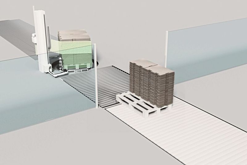 Beispiel 2: Teilbeladene Paletten führen zu unerwünschten Freiräumen neben der Ware. (Bild: Leuze electronic GmbH + Co. KG)