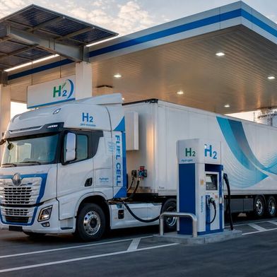 Dass Daimler Truck auch die Wasserstoffstechnik als alternative Antriebsmöglichkeit betrachtet, weiß man schon ein paar Tage. Hier erfährt man noch mehr zu dieser Parallelstrategie zum Elektro-Lkw und warum sie sinnvoll ist ... (Bild: KI-generiert)