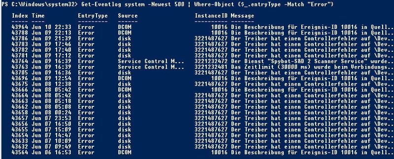 Abbildung 1: In der PowerShell können Administratoren die Ereignisse auch filtern lassen. (Bild: Joos)
